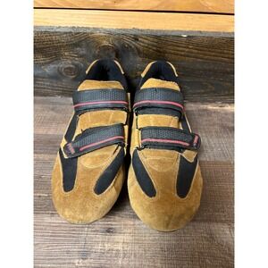 Primo Performance Cycling Shoes Tan Suede Black Mesh Double Strap SZ 46 Training